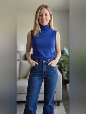 Antique Royal Blue Sleeveless Turtleneck Tank